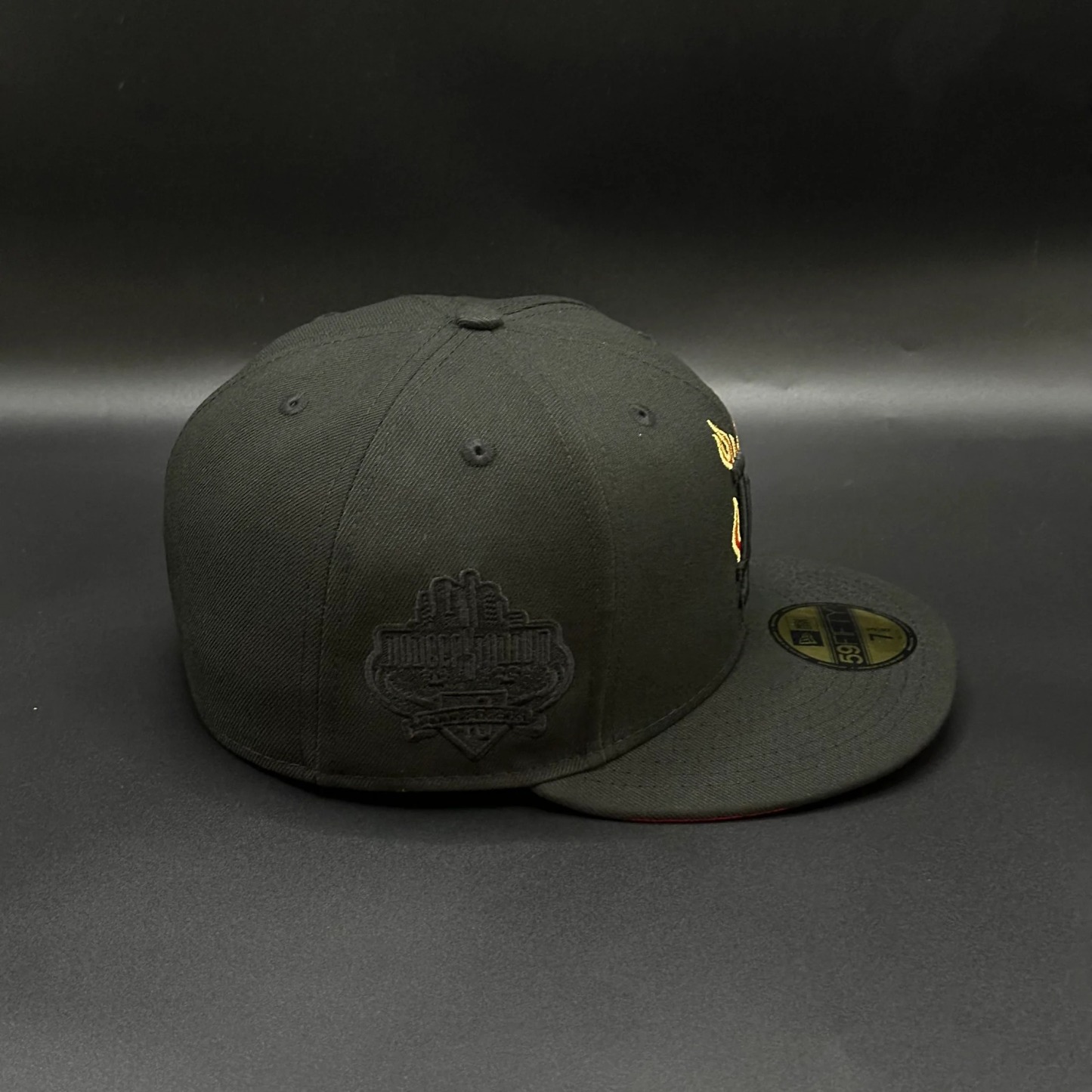 All Black Red LA Dodgers Flames 40th Anniversary 59FlFTY Fitted-Maverick