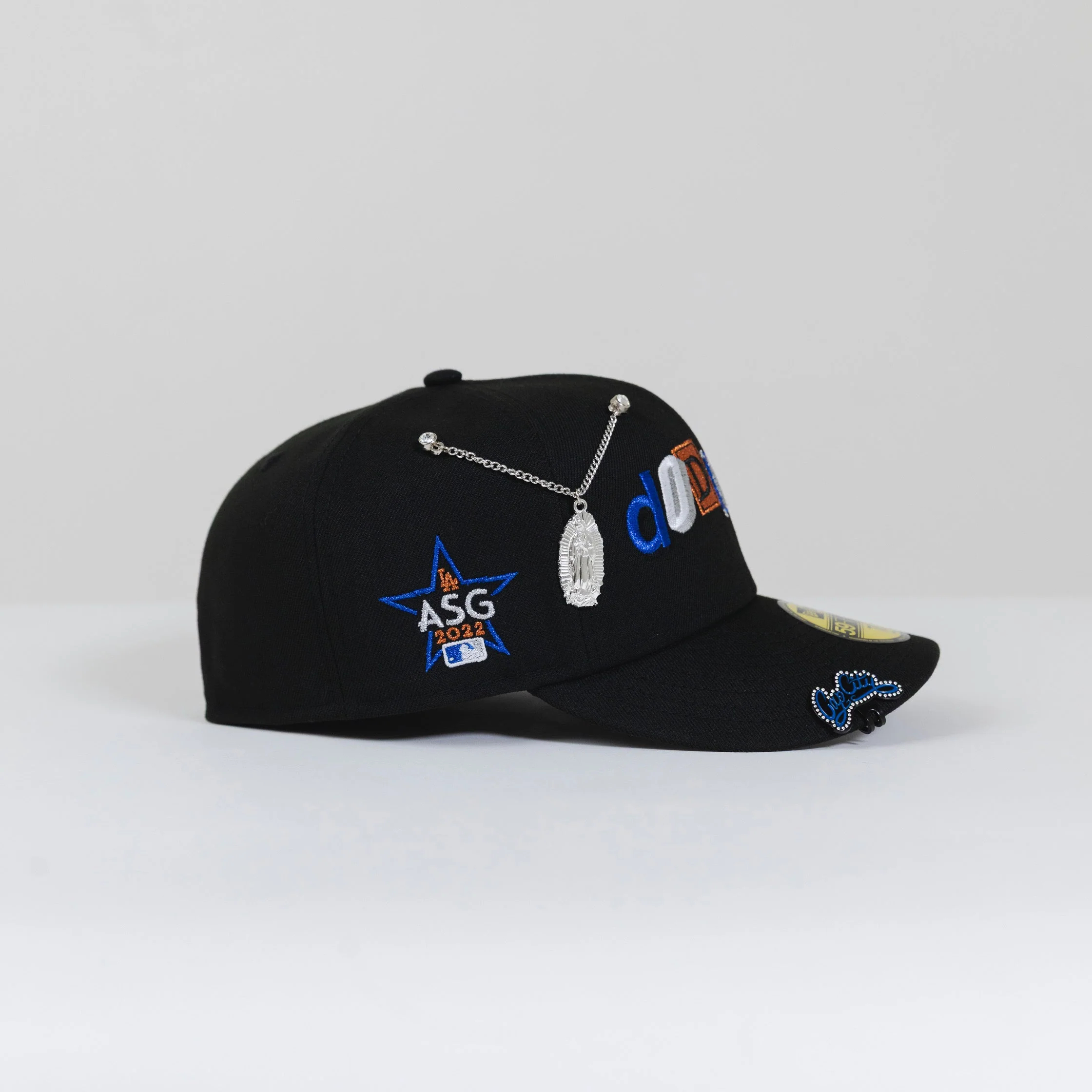 NEW ERA 59FIFTY BLACK LOS ANGELES DODGERS SCRIPT WITH BOX FONT 2022 ALL-STAR GAME SIDE PATCH-Maverick