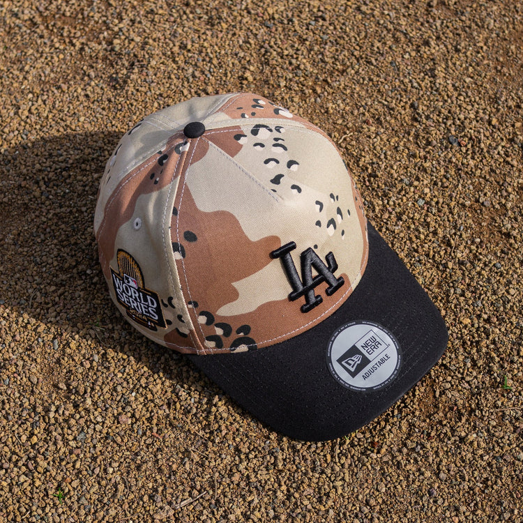 EXCLUSIVE 9FORTY A-FRAME LOS ANGELES DODGERS 2024 WORLD SERIES DESERT CAMO – NEW ERA CAP-Maverick