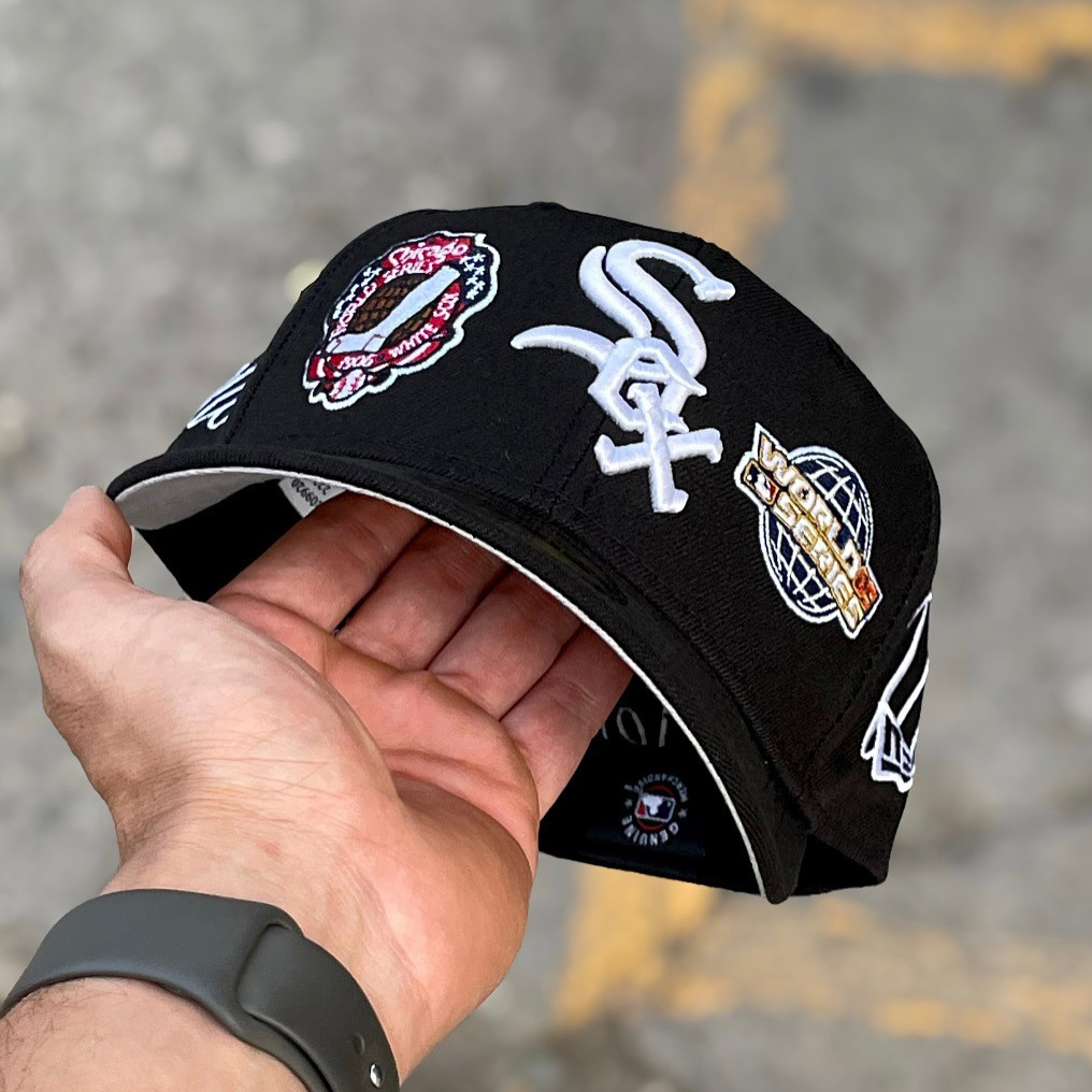 NEW ERA CHICAGO WHITE SOX HISTORIC CHAMPIONS BLACK EMBROIDERED CASUAL BASEBALL CAP-Maverick