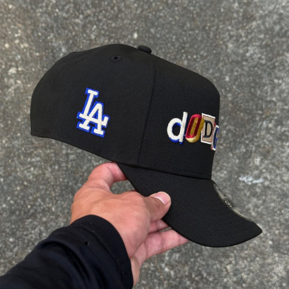 NEW ERA LOS ANGELES DODGERS LETTERING BLACK EMBROIDERED CASUAL BASEBALL CAP-Maverick