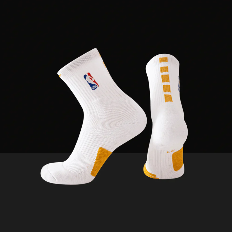 Hoop ArmourMid Length Elite Socks White/Yellow-Maverick