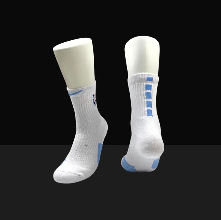 Hoop ArmourMid Length Elite Socks White/Blue-Maverick
