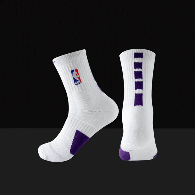 Hoop ArmourMid Length Elite Socks White/Purple-Maverick