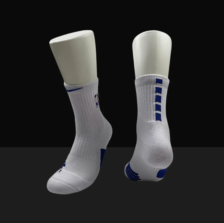 Hoop ArmourMid Length Elite Socks White/Navy-Maverick