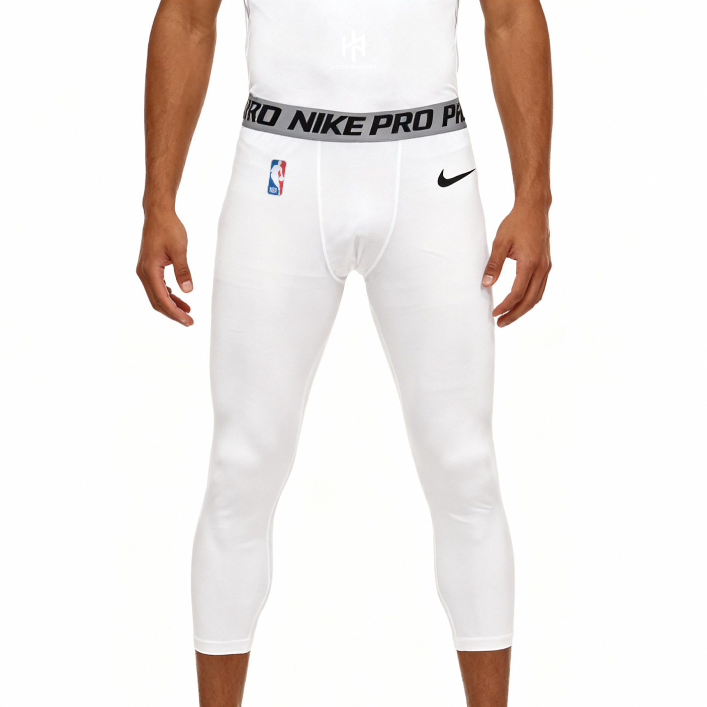 Elite Pro White Compression Tights-Maverick
