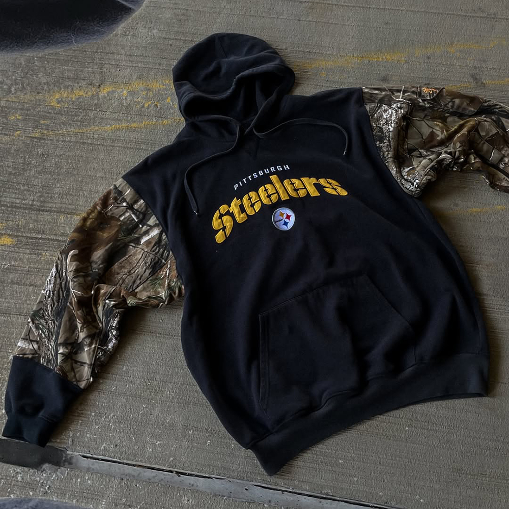 Stylish Steelers Embroidered Print Long Sleeve Hoodies-Maverick