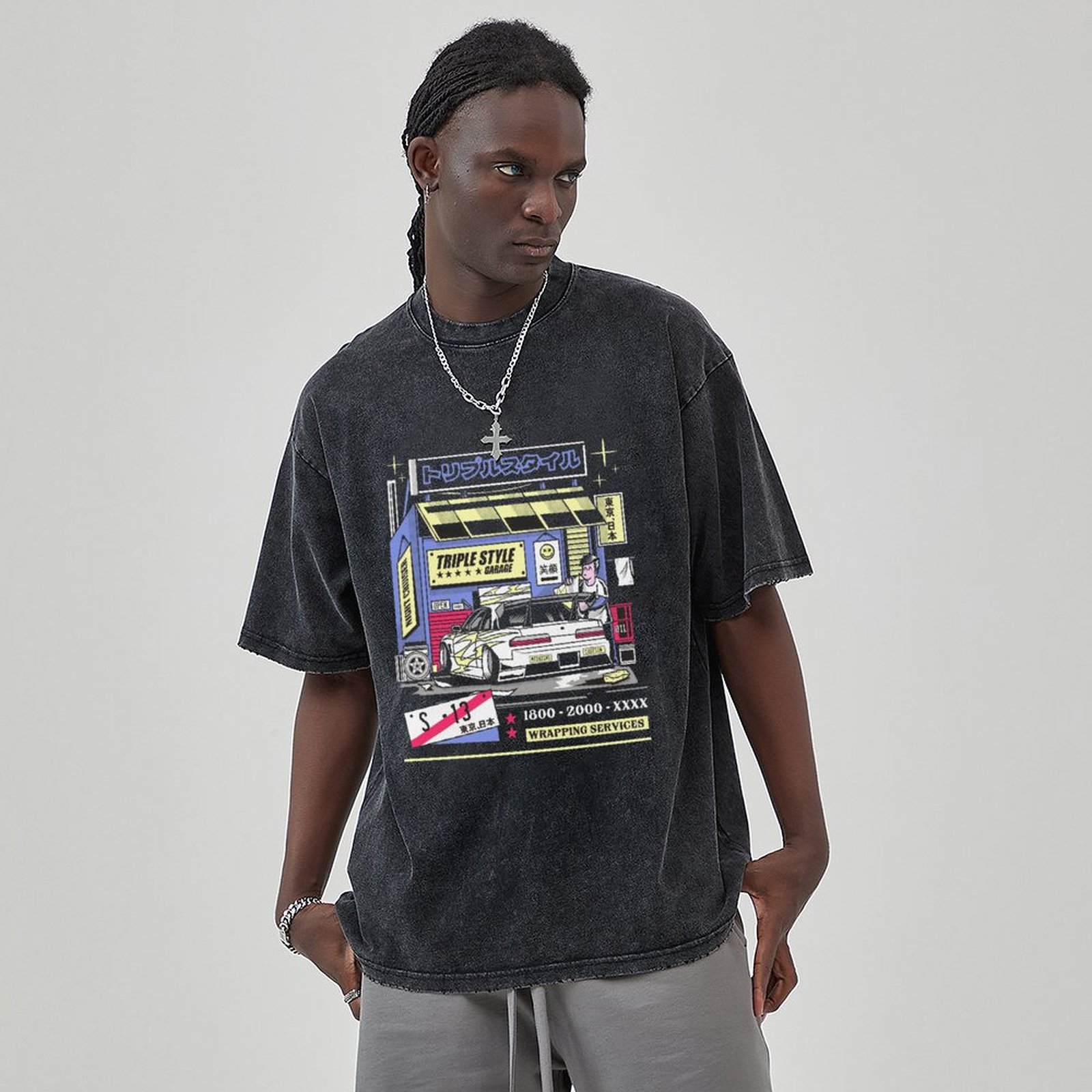 Unisex Vintage Solid Wash Denim T-Shirts 1006