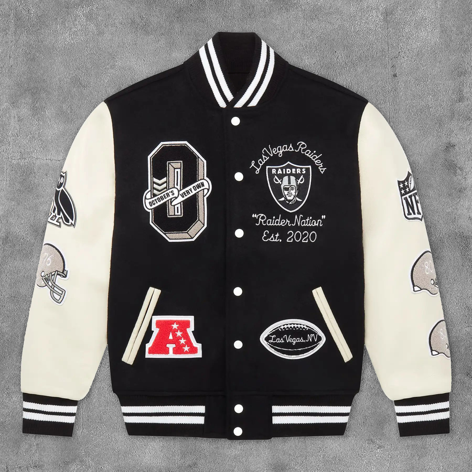 Raiders Print Long Sleeve Baseball Jacket-Maverick