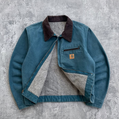 Contrast Color Long Sleeve Zipper Plush Jacket-Maverick