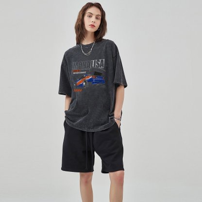 Unisex Vintage Solid Wash Denim T-Shirts 1011