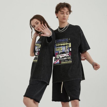 Unisex Vintage Solid Wash Denim T-Shirts 1006