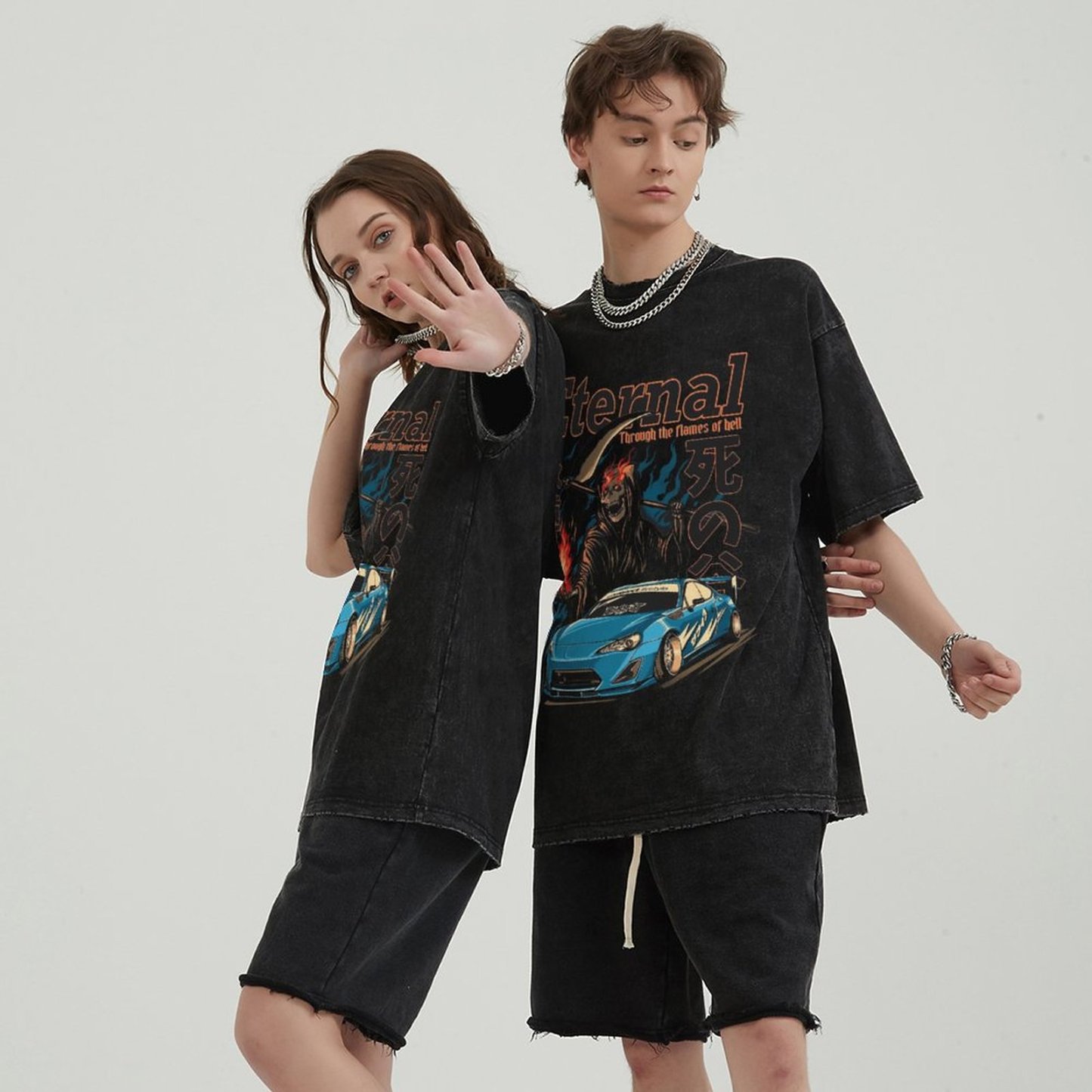 Unisex Vintage Solid Wash Denim T-Shirts 1012
