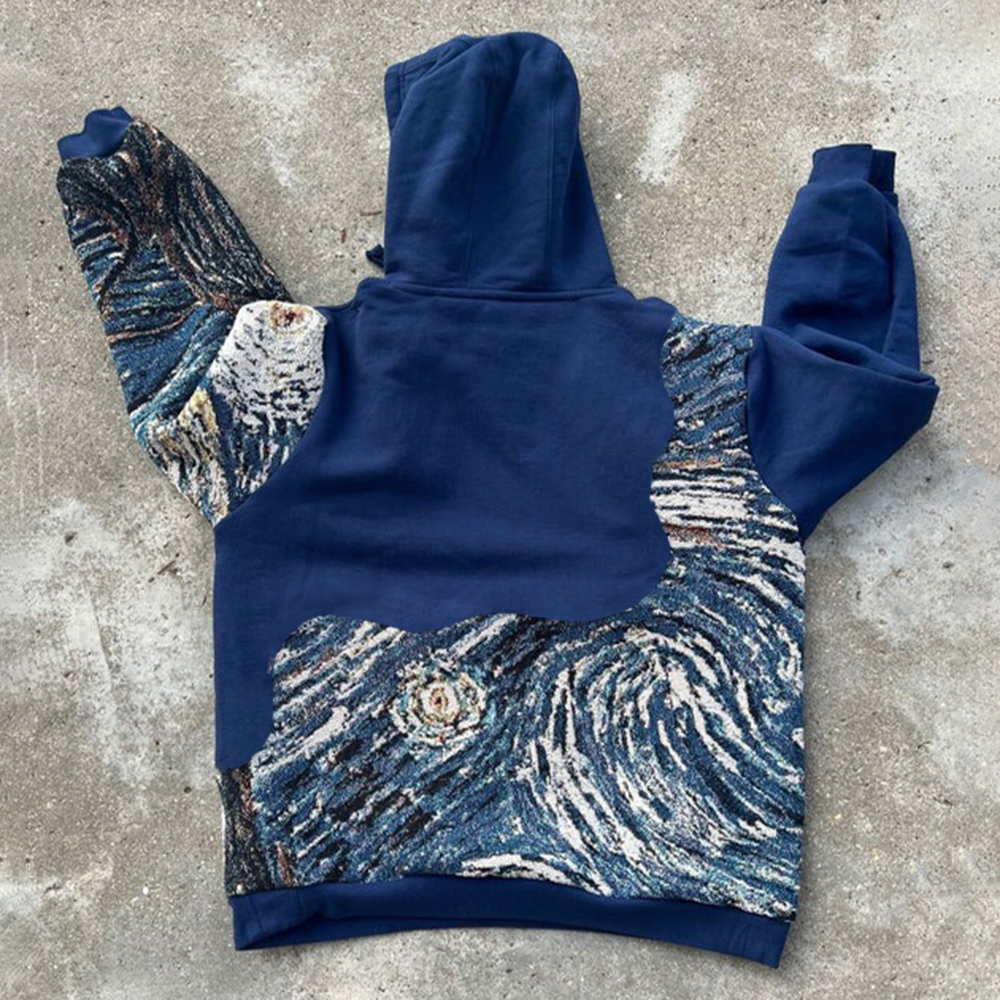 Cowboys Spliced Print Long Sleeve Hoodies-Maverick