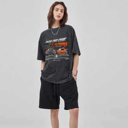 Unisex Vintage Solid Wash Denim T-Shirts 1025