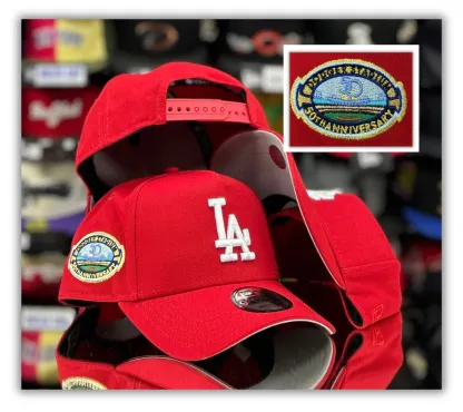 NEW ERA RED LOS ANGELES DODGERS 50TH ANNIVERSARY 9FORTY NEW ERA ADJUSTABLE SNAPBACK HAT 5 PANEL-Maverick