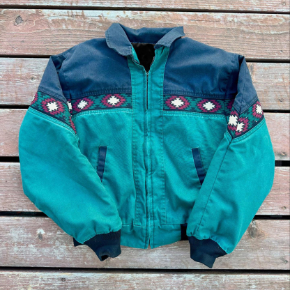 Fashionable Contrasting Color Web Splicing Zipper Jacket-Maverick