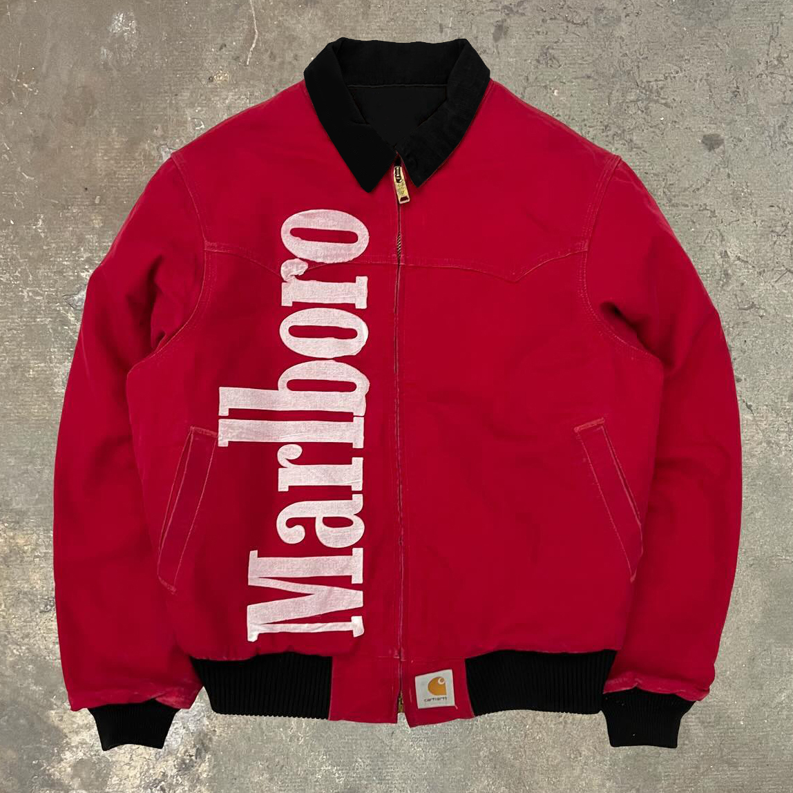 Letters Contrast Printed Long Sleeve Zipper Pocket Jacket-Maverick