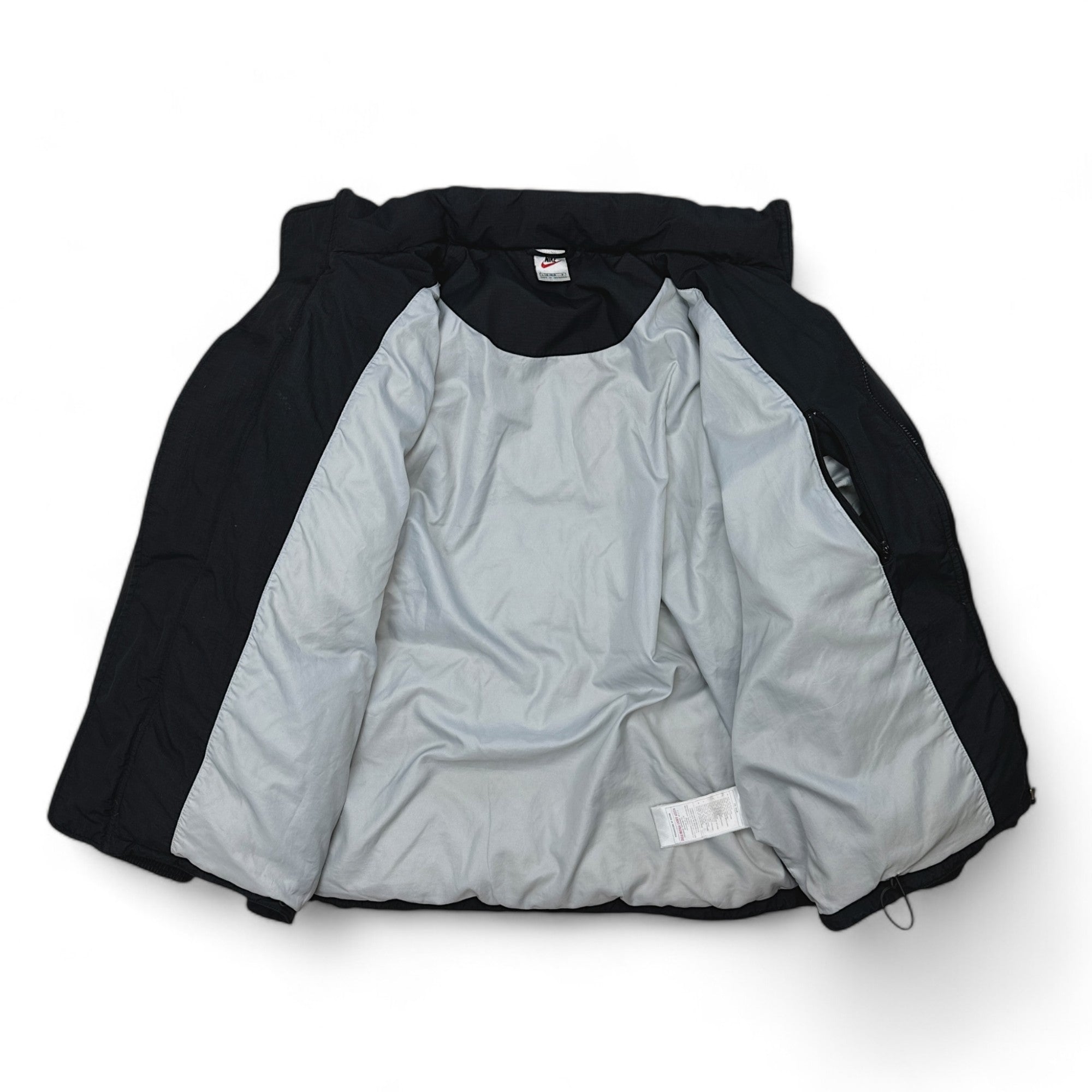 Vintage 90s Rare Down Spellout Pufferjacke Schwarz