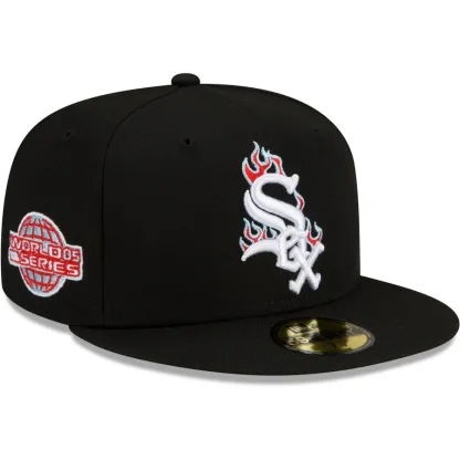 NEW ERA CHICAGO WHITE SOX BLACK 2005 WORLD SERIES TEAM EMBROIDERED CASUAL BASEBALL CAP-Maverick