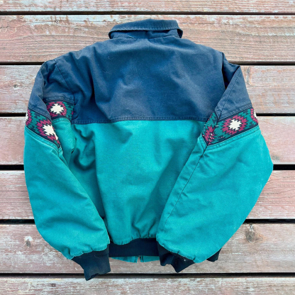 Fashionable Contrasting Color Web Splicing Zipper Jacket-Maverick