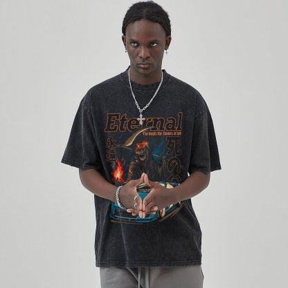 Unisex Vintage Solid Wash Denim T-Shirts 1012