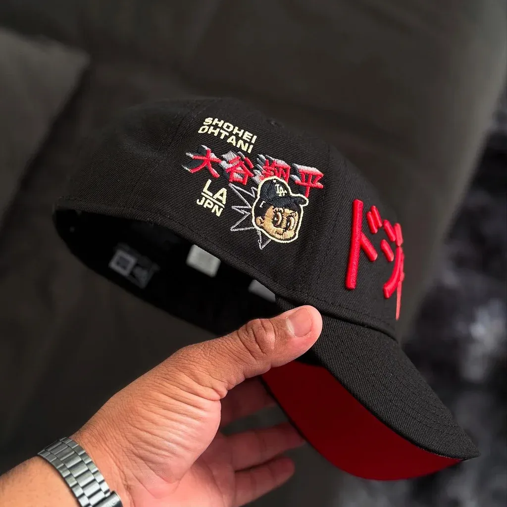 NEW ERA BLACK LOS ANGELES DODGERS KANJI SHOHEI OHTANI EMBROIDERED CASUAL BASEBALL CAP-Maverick