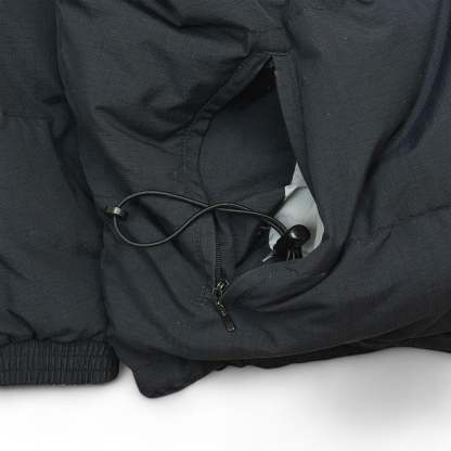 Vintage 90s Rare Down Spellout Pufferjacke Schwarz