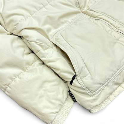 Vintage 90s Rare Center-Swoosh Puffer Jacke Beige-Maverick