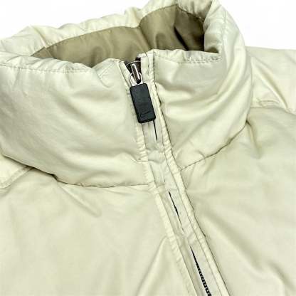 Vintage 90s Rare Center-Swoosh Puffer Jacke Beige-Maverick