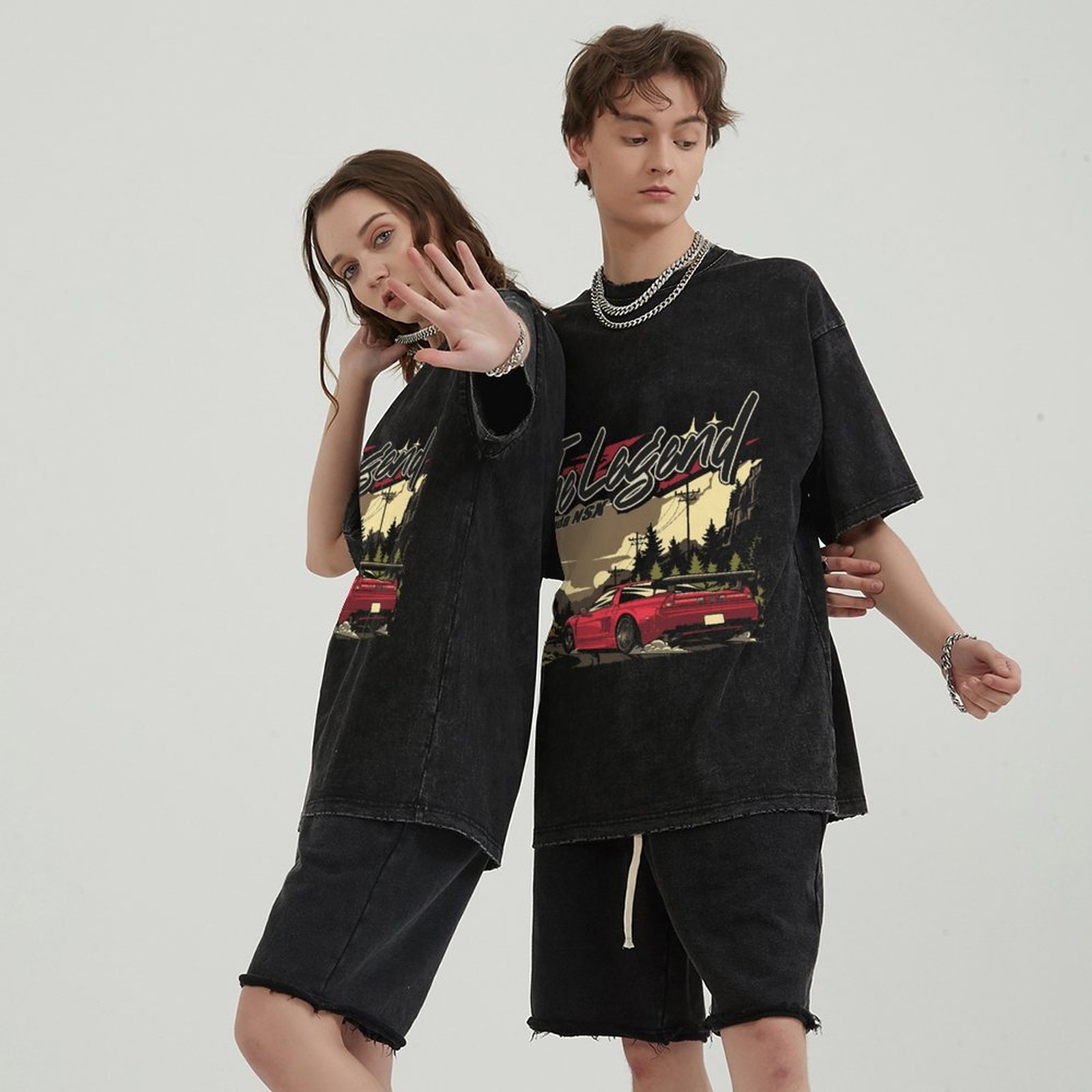 Unisex Vintage Solid Wash Denim T-Shirts 1014