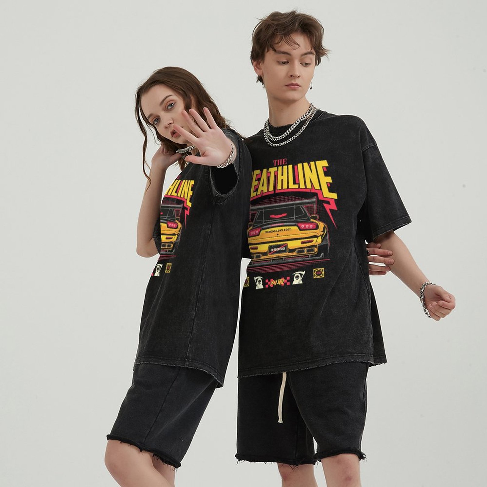 Unisex Vintage Solid Wash Denim T-Shirts 1004