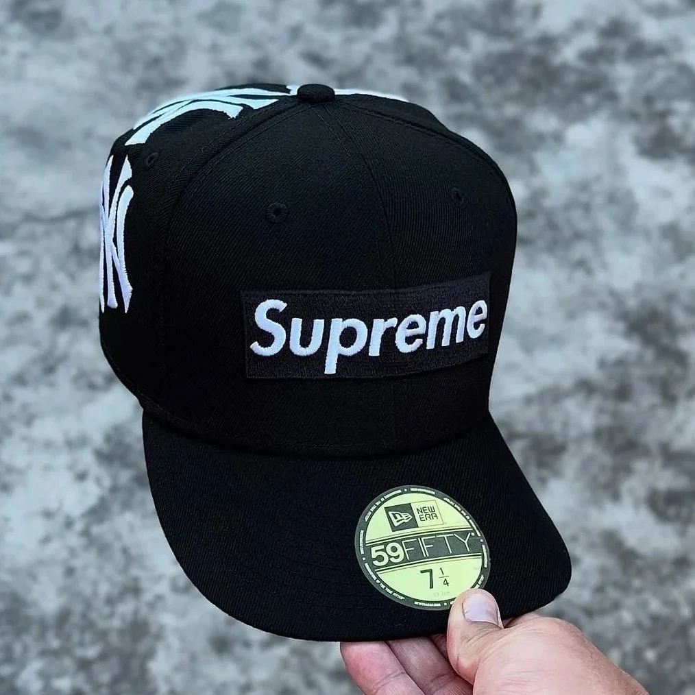 NEW ERA X SUPREME NEW YORK YANKEES EMBROIDERED CASUAL BASEBALL CAP-Maverick