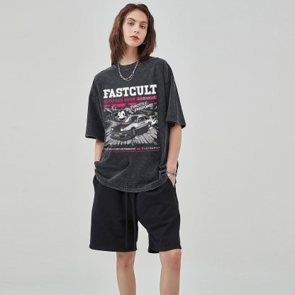 Unisex Vintage Solid Wash Denim T-Shirts 1005