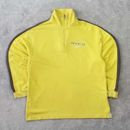 RARE 1990s  1/4 Zip Sweatshirt Yellow-Maverick