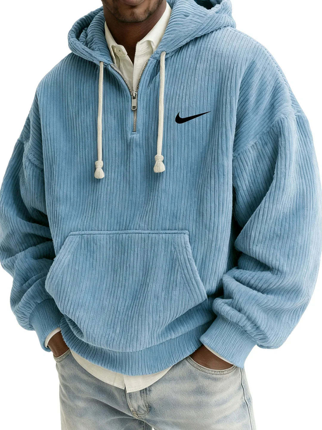 Textured Relaxed-Fit Corduroy Hoodie