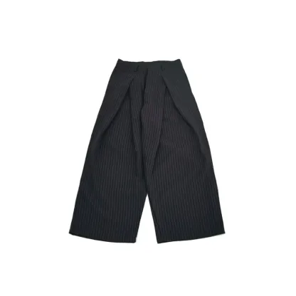 Striped double pleated trousers