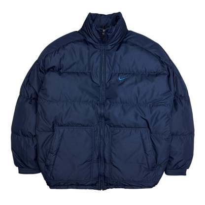 Vintage 90s Center-Swoosh Pufferjacke Navy-Maverick