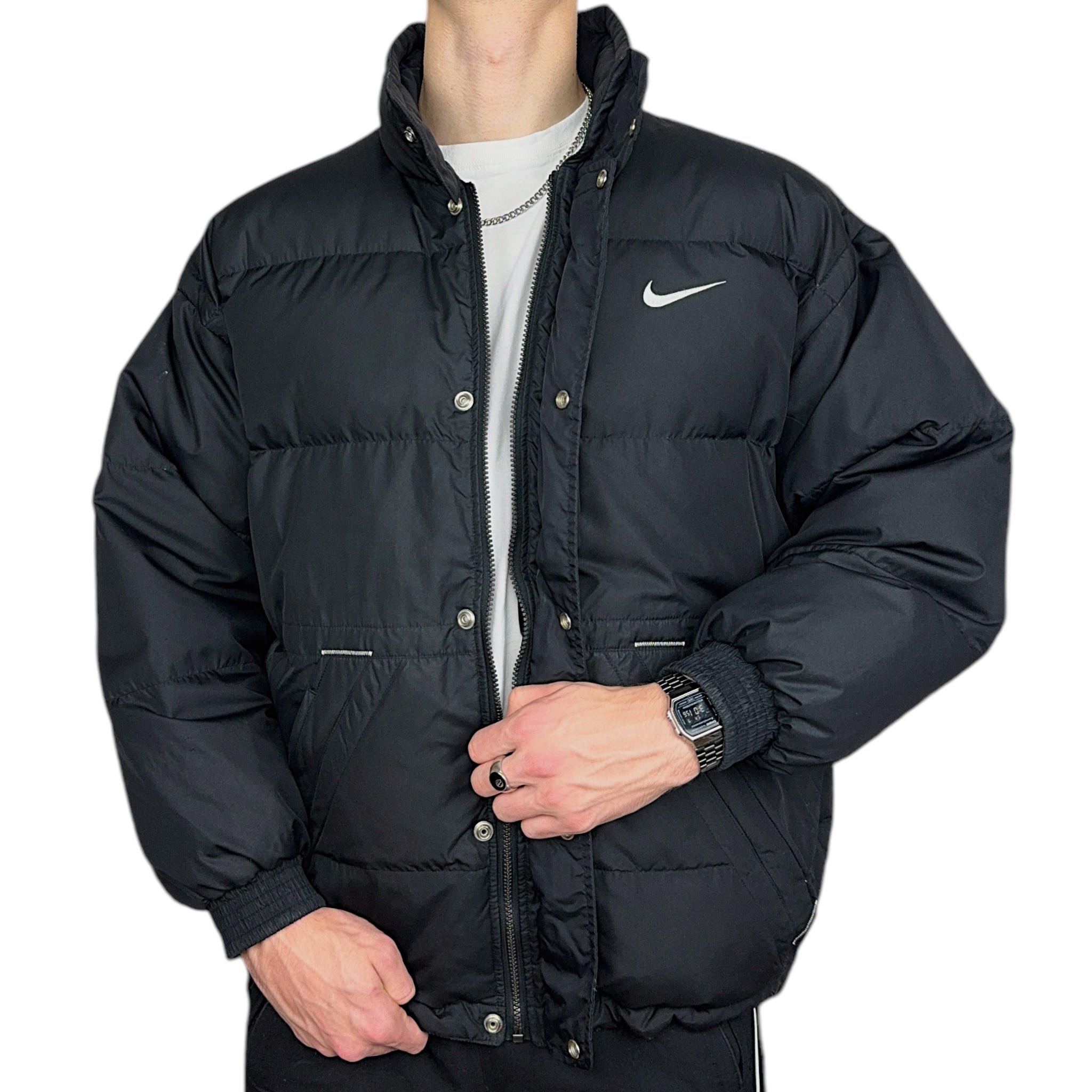 Vintage 90s Rare Center-Swooshed Down Pufferjacke-Maverick