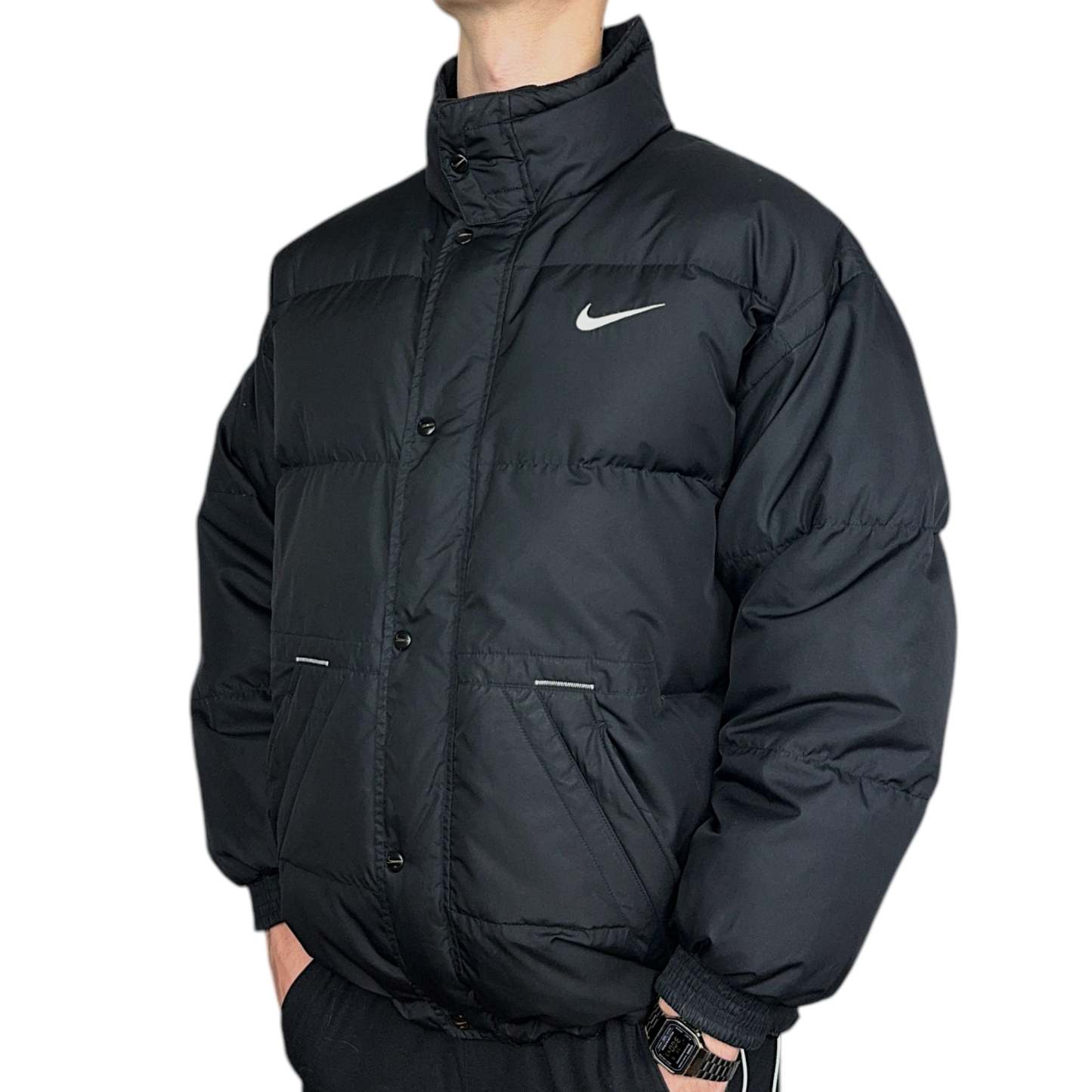 Vintage 90s Rare Center-Swooshed Down Pufferjacke-Maverick