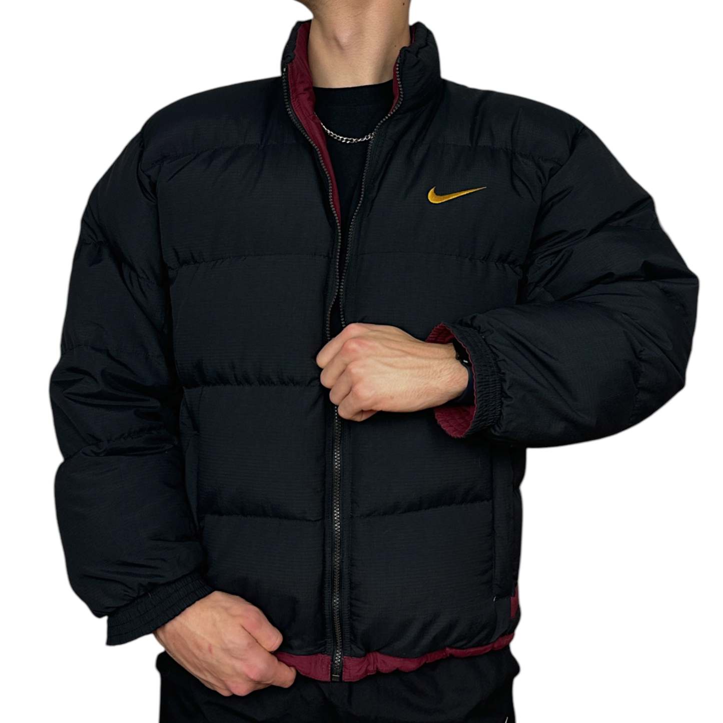 Vintage 90s Rare Spellout Reversible Down PufferJacke-Maverick