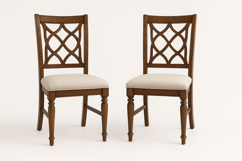 Étkező szék szett két darab fa krém szövet barna