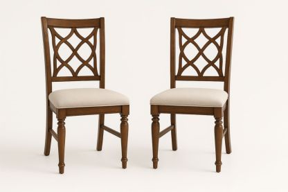 Étkező szék szett két darab fa krém szövet barna