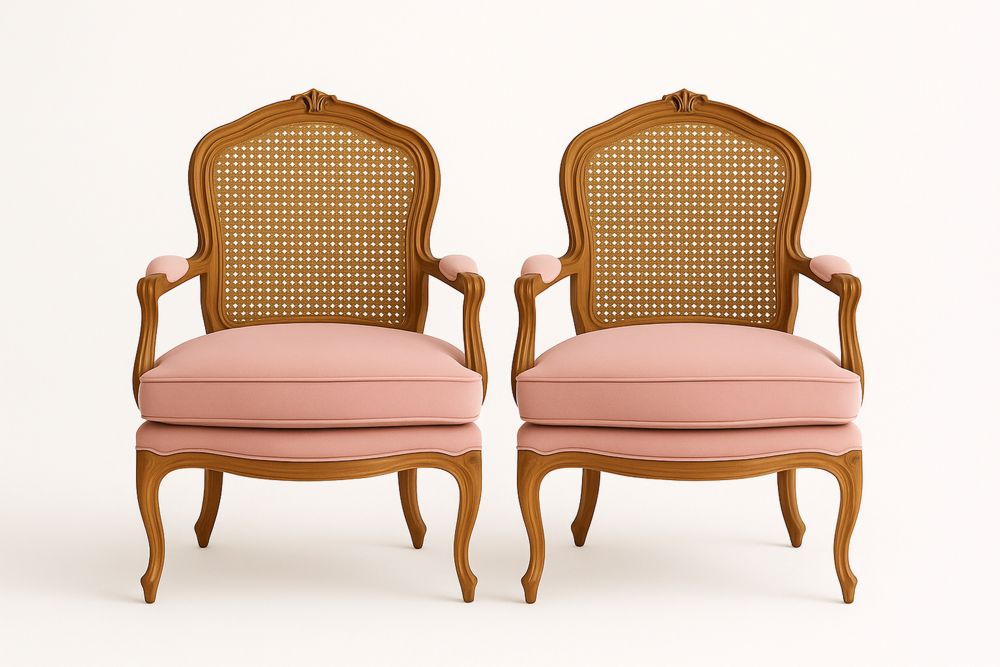 Fa karosszék rózsaszín szövettel 2 db