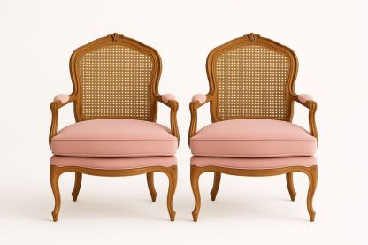 Fa karosszék rózsaszín szövettel 2 db