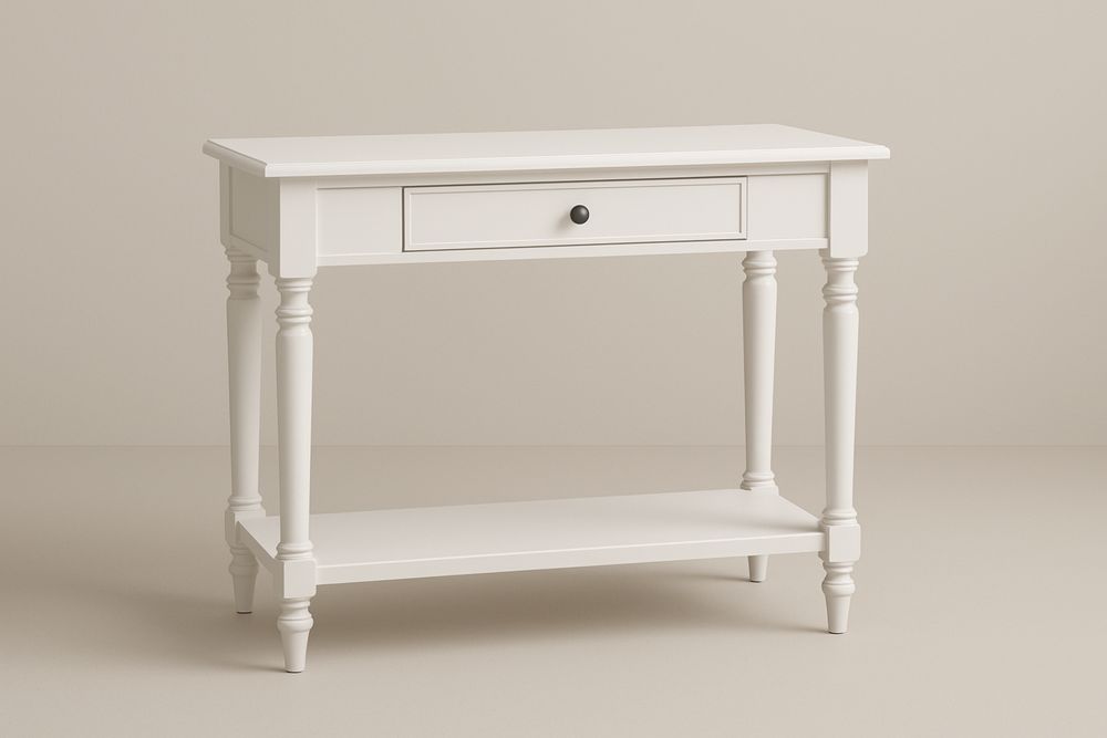 Fából készült fehér konzolasztal fiókkal 100x40x75cm