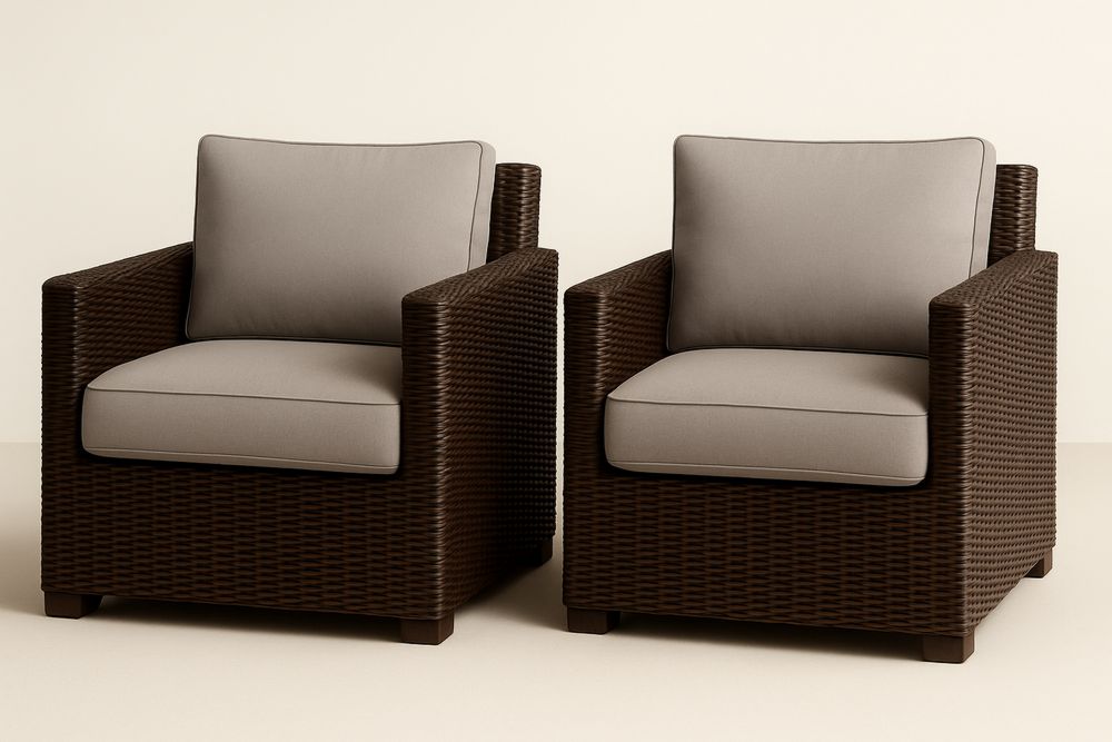 Kültéri Rattan Fotelszett Szürke Párnákkal 2 db