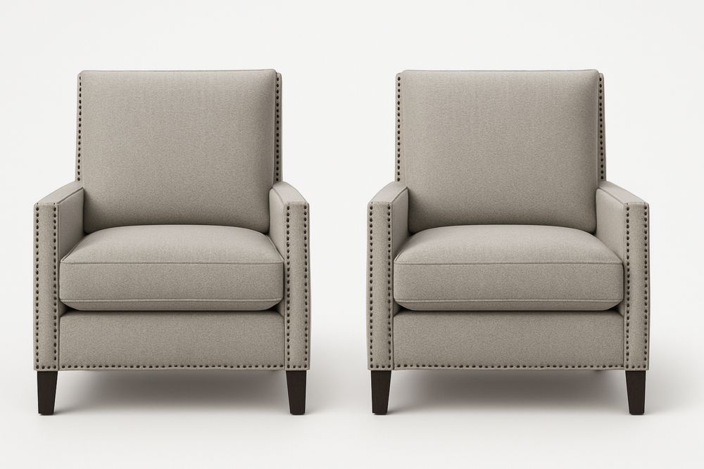 Szürke szövet fotel szett tömör fa lábakkal