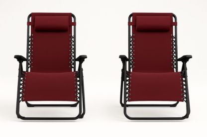 Kerti Nyugágy Szett Fém Vázzal, Piros Szövet