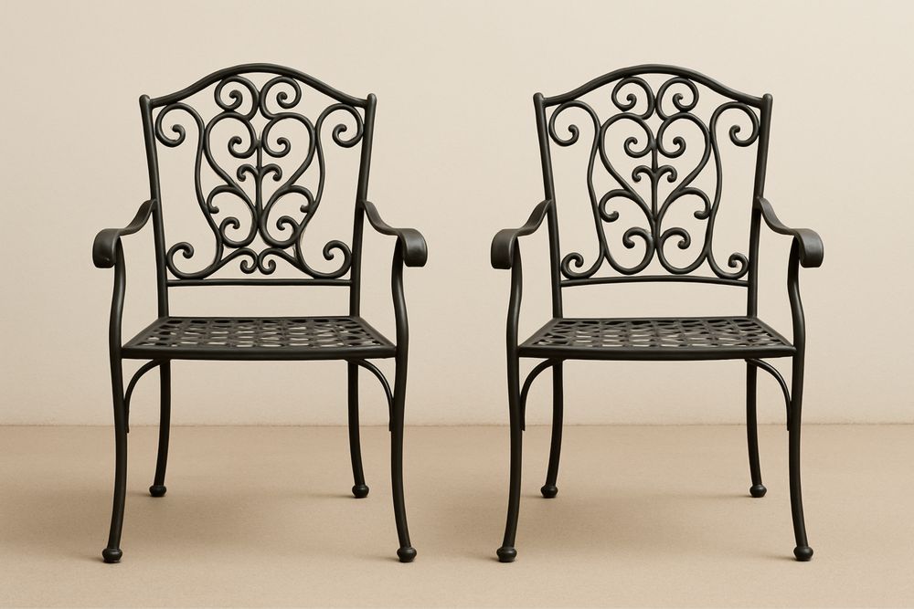 Kovácsoltvas Kerti Szék Készlet 2 Darabos Fekete